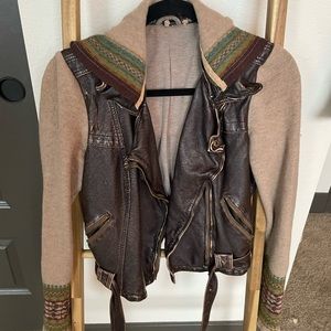 Free People faux leather jacket (removable hood)